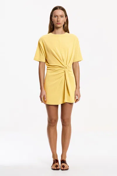 Significant Other Carrey Twisted Jersey Mini T-shirt Dress In Yellow