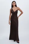 Significant Other Chocolate  Asymmetric Draped Maxi Dress In Chocolate