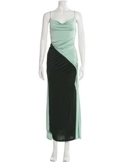 Pre-owned Significant Other Colorblock Pattern Long Dress In Green