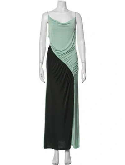 Pre-owned Significant Other Colorblock Pattern Long Dress In Green