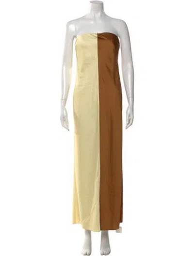 Pre-owned Significant Other Colorblock Pattern Long Dress In Yellow