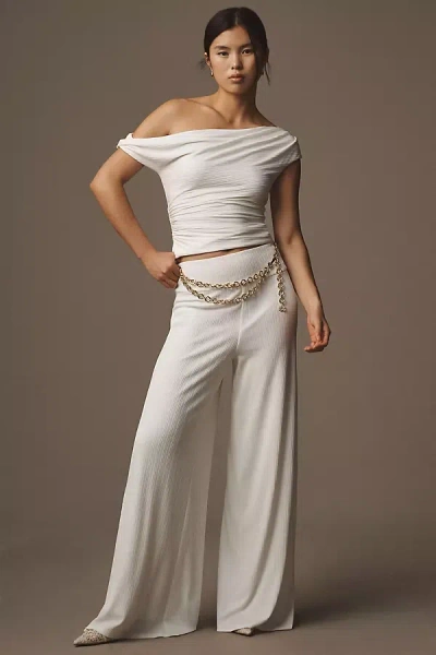 Significant Other Coralie Relaxed Textured Palazzo Pants In White