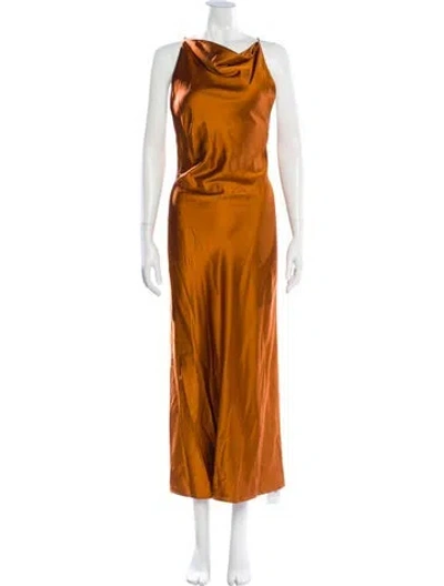 Pre-owned Significant Other Cowl Neck Long Dress In Brown