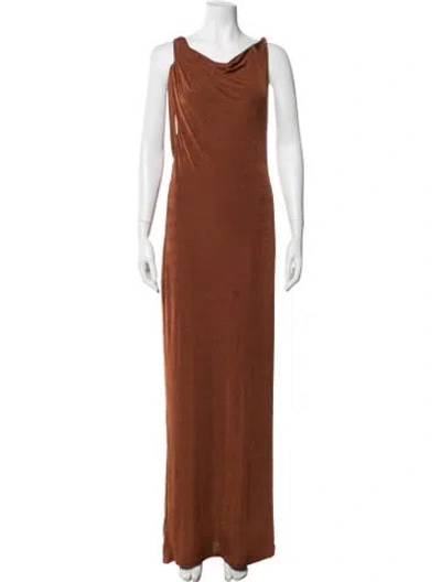 Pre-owned Significant Other Cowl Neck Long Dress In Orange