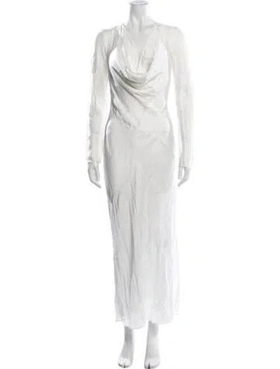 Pre-owned Significant Other Cowl Neck Long Dress In White