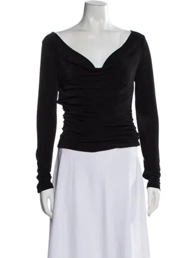 Pre-owned Significant Other Cowl Neck Long Sleeve Top In Black