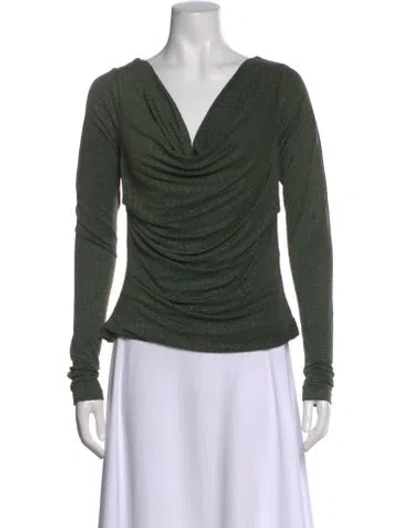 Pre-owned Significant Other Cowl Neck Long Sleeve Top In Green