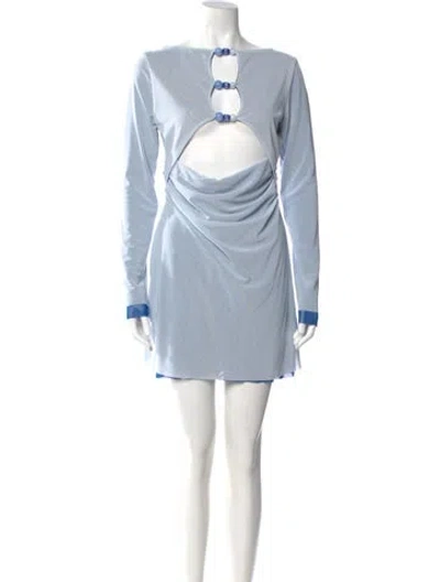 Pre-owned Significant Other Cowl Neck Mini Dress In Blue