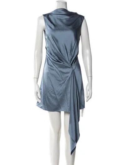 Pre-owned Significant Other Cowl Neck Mini Dress In Blue