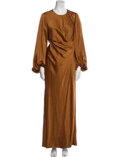 Pre-owned Significant Other Crew Neck Long Dress In Brown