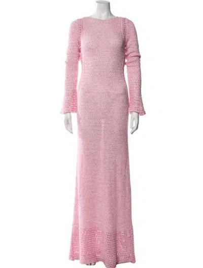 Pre-owned Significant Other Crew Neck Long Dress In Pink