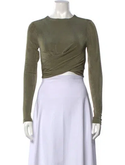 Pre-owned Significant Other Crew Neck Long Sleeve Crop Top In Green