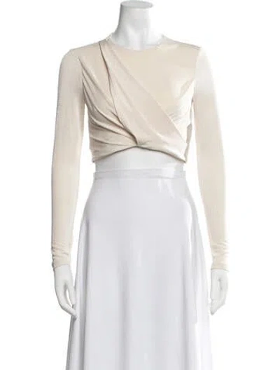 Pre-owned Significant Other Crew Neck Long Sleeve Crop Top In Neutrals