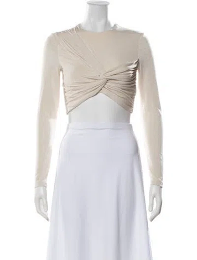Pre-owned Significant Other Crew Neck Long Sleeve Crop Top In White