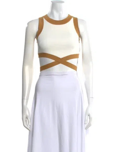 Pre-owned Significant Other Crew Neck Sleeveless Crop Top In Neutrals