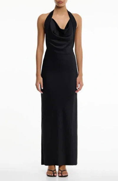 Significant Other Devlyn Cowl Halter Neck Open Back Gown In Black