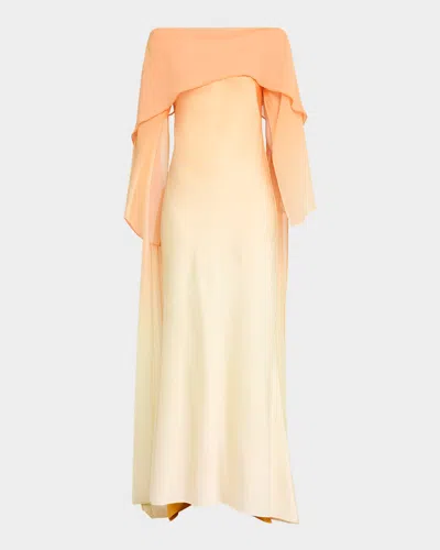 Significant Other Devlyn Long-sleeve Satin Gown In Yellow