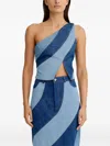 Significant Other Diagonal-paneled One-shoulder Top In Blue