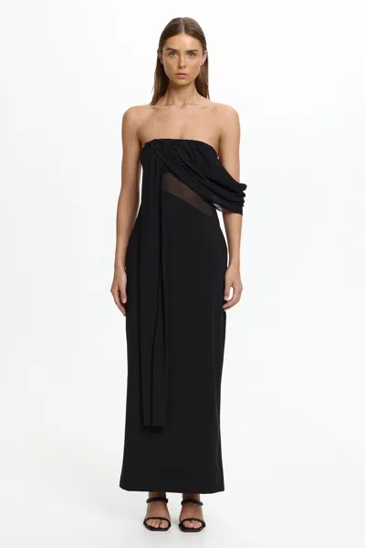 Significant Other Edda Asymmetric Sleeve Dress In Black