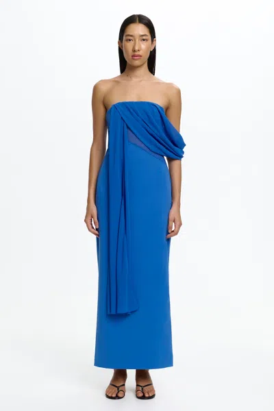 Significant Other Edda Asymmetric Sleeve Dress In Blue