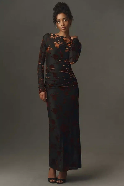 Significant Other Edina Velvet Burnout Maxi Dress In Black