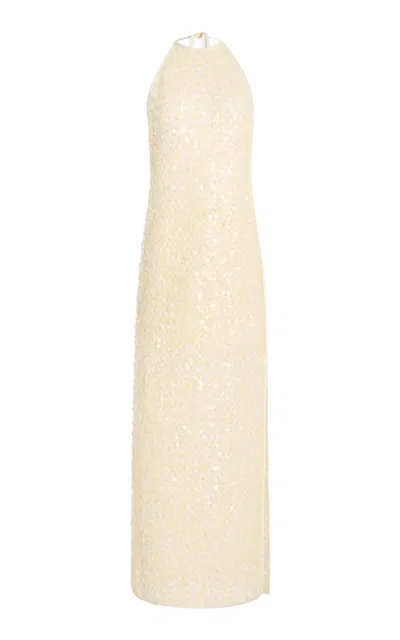 Significant Other Elliot Sequined Halter Maxi Dress In Yellow