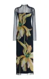 Significant Other Exclusive Jean Floral Mesh Midi Dress In Green