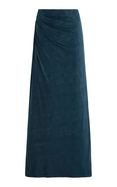 Significant Other Exclusive Priya Draped Jersey Maxi Skirt In Blue