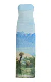 Significant Other Exclusive Sura Strapless Printed Mesh Maxi Dress