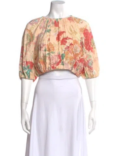 Pre-owned Significant Other Floral Print Crew Neck Crop Top In Multi