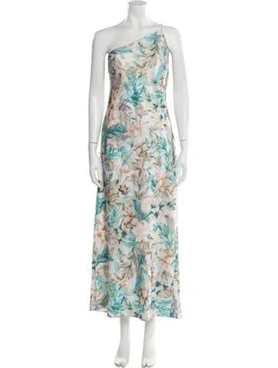 Pre-owned Significant Other Floral Print Long Dress In Blue