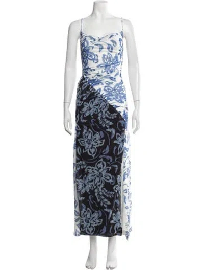 Pre-owned Significant Other Floral Print Long Dress In Blue
