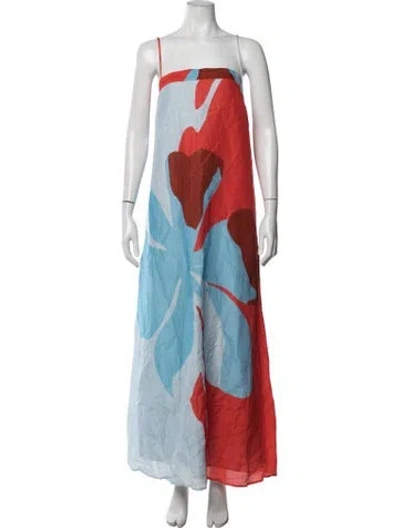 Pre-owned Significant Other Floral Print Long Dress In Blue