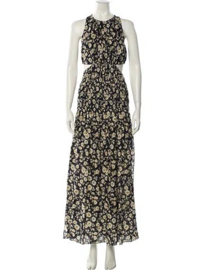 Pre-owned Significant Other Floral Print Long Dress In Neutral