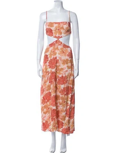 Pre-owned Significant Other Floral Print Long Dress In Orange