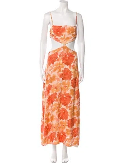 Pre-owned Significant Other Floral Print Long Dress In Orange