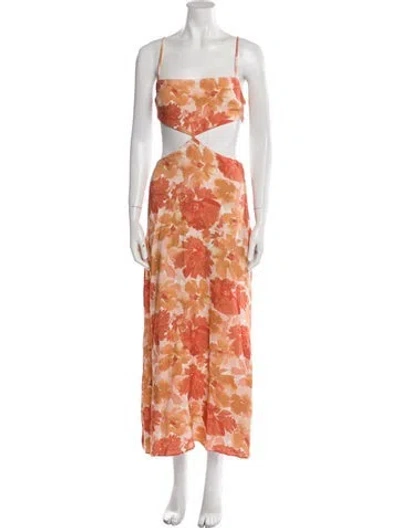 Pre-owned Significant Other Floral Print Long Dress In Orange