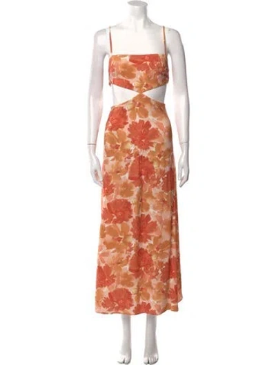 Pre-owned Significant Other Floral Print Long Dress In Orange