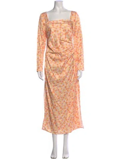 Pre-owned Significant Other Floral Print Long Dress In Orange