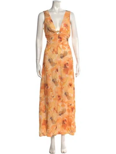 Pre-owned Significant Other Floral Print Long Dress In Orange