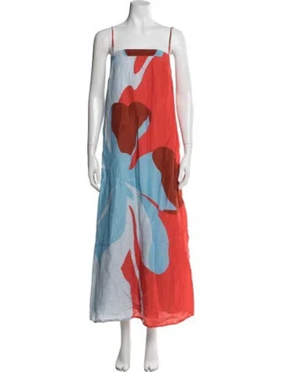 Pre-owned Significant Other Floral Print Long Dress In Orange