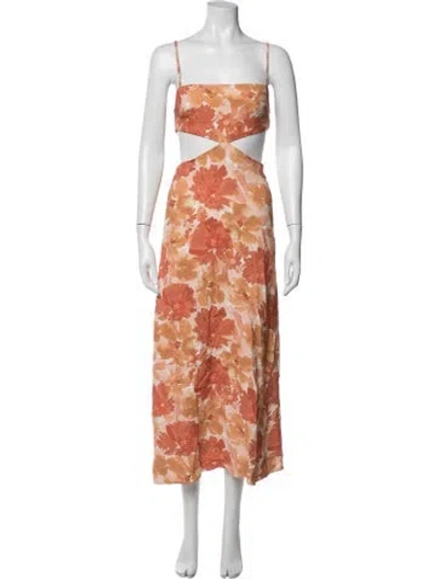 Pre-owned Significant Other Floral Print Long Dress In Orange