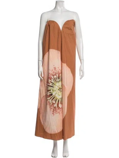 Pre-owned Significant Other Floral Print Long Dress In Orange