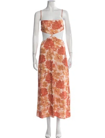 Pre-owned Significant Other Floral Print Long Dress In Orange
