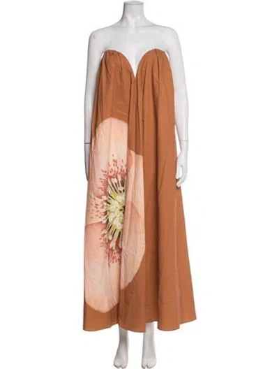 Pre-owned Significant Other Floral Print Long Dress In Orange