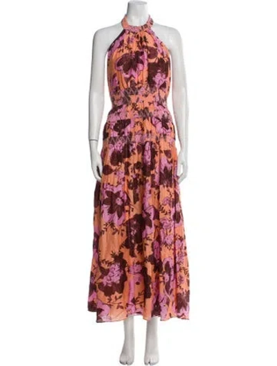Pre-owned Significant Other Floral Print Long Dress In Pink