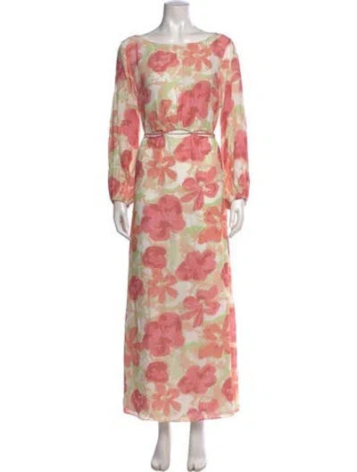 Pre-owned Significant Other Floral Print Long Dress In Pink