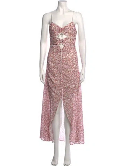 Pre-owned Significant Other Floral Print Long Dress In Pink
