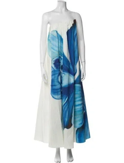 Pre-owned Significant Other Floral Print Long Dress W/ Tags In Blue