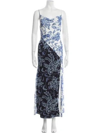 Pre-owned Significant Other Floral Print Long Dress W/ Tags In Blue